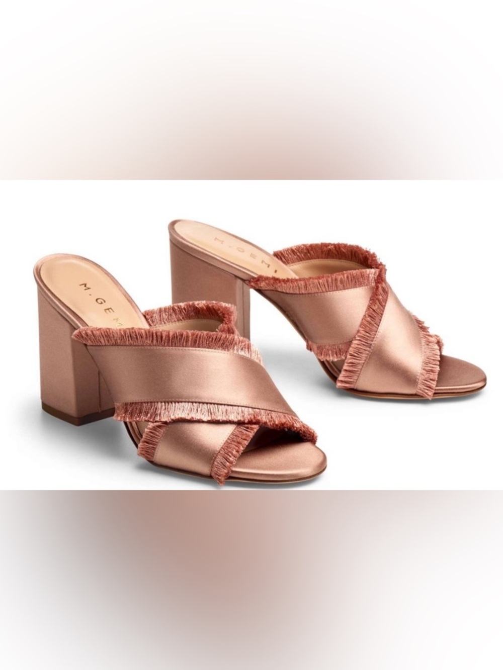 M. Gemi Spezia Fringe Slide Sandals — Antique Rose